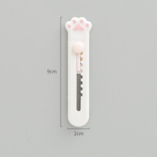 Couteau De Poche Avec Patte De Chat Rose Mignon, Mini Couteau Utilitaire Coupe-Papier Lame Extensible Ouvre-Lettre Fournitures De Papeterie De Bureau