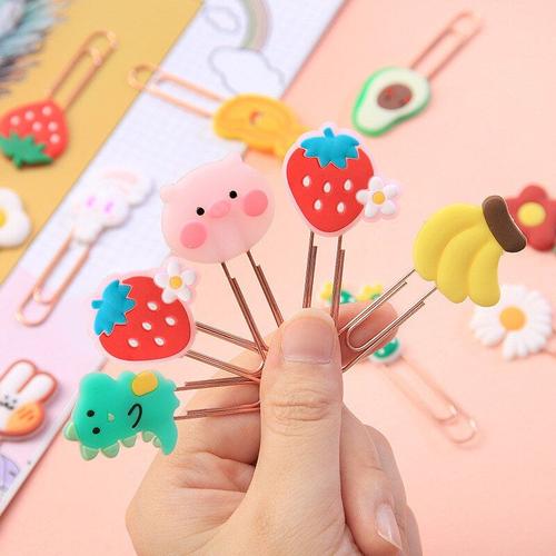 Mini Pinces À Papier Dessin Animé Fruits Animaux, Marque-Page, Papeterie Coréenne Kawaii, Fournitures Scolaires Et De Bureau, Accessoires Pour Livres