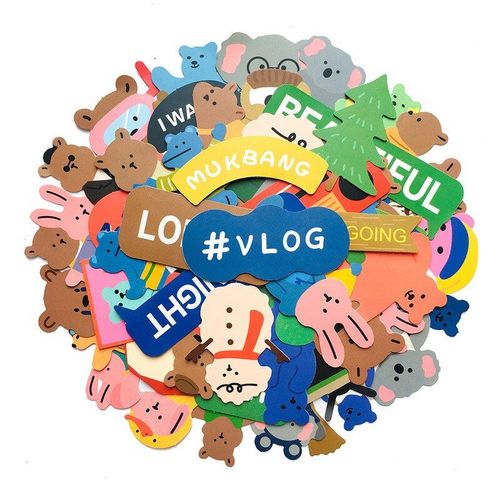 Autocollants D'animaux De Dessin Animé Coréen Ours Mignon, Étiquette Autocollante Étanche Pour Ordinateur Portable, Guitare, Bagage, Réfrigérateur, Miroir, Papeterie, Jouet Pour Enfants, 50 Pièces