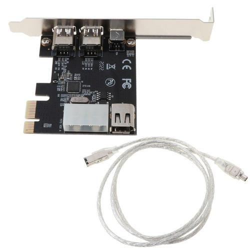 Adaptateur de carte Firewire PCI-e 1X IEEE 1394A, 4 ports (3 + 1) avec 6 broches à 4 broches, câble IEEE 1394