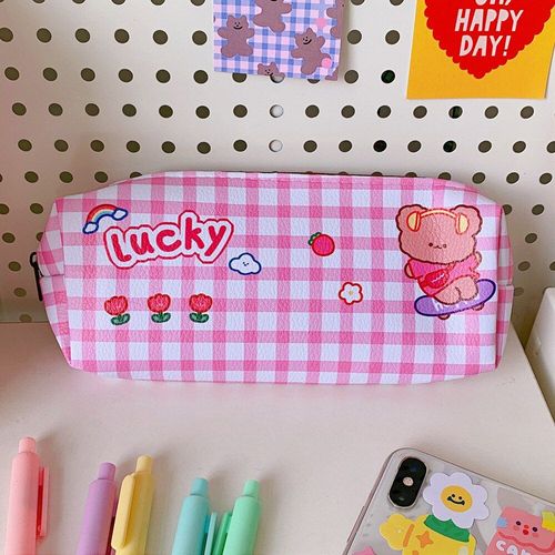 Jolie Boîte À Crayons De Grande Capacité, En Pu, Ours, Sac À Crayons Pour La Rentrée Scolaire, Fournitures Scolaires Japonaises Et Coréennes Pour Filles