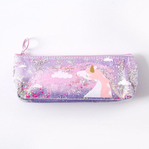 Grand Étui À Crayons Licorne Fleur Paillettes, Boîte À Crayons Créative En Pvc, Joli Sac À Crayons Pour Enfants, Cadeau, Fournitures Scolaires