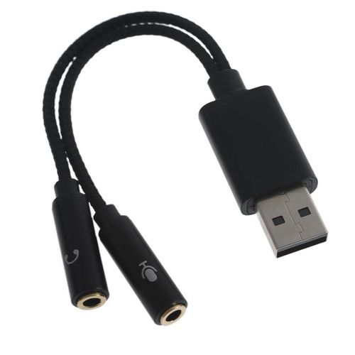 Adaptateur Jack Microphone casque, USB-A à 3.5mm, adaptateur Aux, carte son USB mâle à 2 femelles, pour Windows 10/8.1/8/7