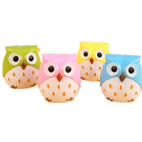 Taille-Crayon En Plastique, Double Trou, Mignon Hibou Mignon, Taille-Crayon En Plastique, Papeterie Créative, Cadeaux Pour Enfants, Couleur Aléatoire