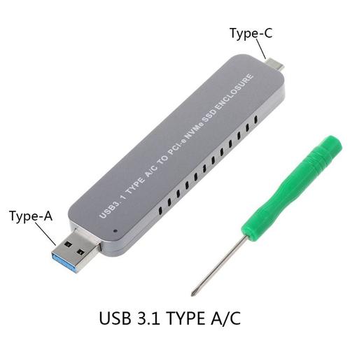 boîtier M.2 SSD vers USB 3.1, adaptateur de Type C et Type A, convertisseur pour SSD PCI-e (clé M)