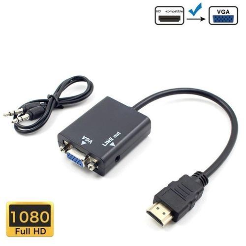Convertisseur de câble mâle à femelle, Compatible HDMI, adaptateur Jack 3.5mm, 1080p pour PC, tablette