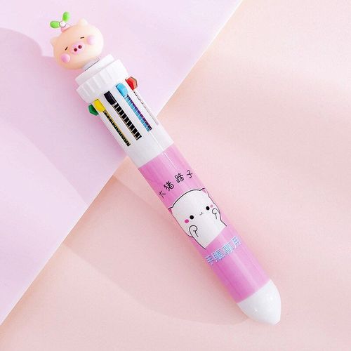 Stylos À Bille Multicolores Animaux Mignons, 35 Couleurs, Kawaii, Fournitures De Papeterie Scolaire Et De Bureau, 10 Recharges Colorées