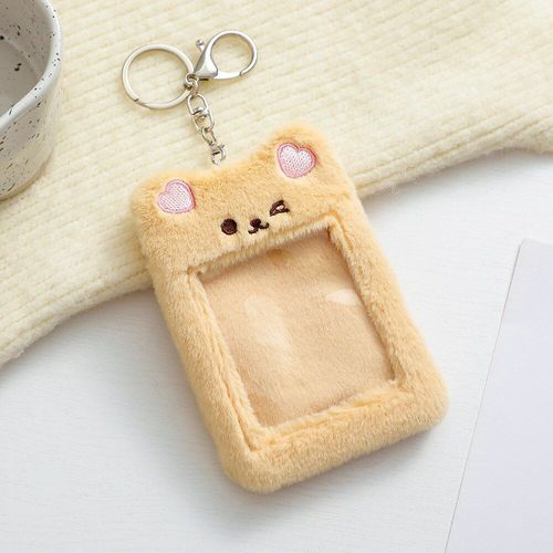 Porte-Cartes En Peluche Kawaii, Porte-Cartes Photo En Peluche, Lapin, Ours, Chat, Kpop, Pour Fille, Mignon, Porte-Clés, Identification, Protecteur De Banque, Papeterie
