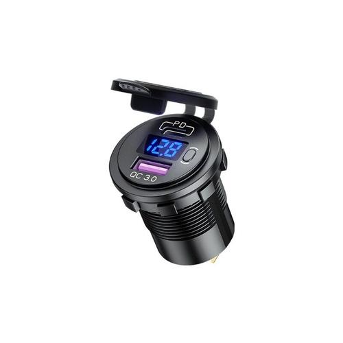 Chargeur Rapide 12v 24v Type-C Pd Usb Qc3.0 Pour Voiture Et Bateau, Avec Interrupteur Marche/Arrêt, Voltmètre, 831d