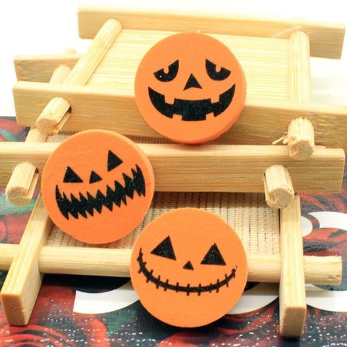 Gommes À Crayon Citrouille Halloween Pour Enfants, 3 Pièces/Paquet, Fournitures Scolaires Et De Bureau, Nouveauté