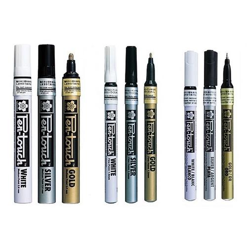 Stylo De Calligraphie Sakura, 0.7/1.0/2.0mm, Marqueurs De Peinture Tactiles, Or Argent Blanc