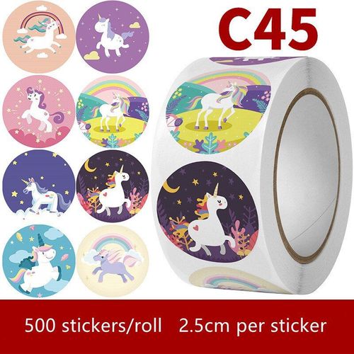 Étiquettes Autocollantes Licorne De Dessin Animé, 500 Pièces/Rouleau, Mignon, Récompense Pour Enfants, Encourage La Motivation, Animal Autocollant Pour Enfants