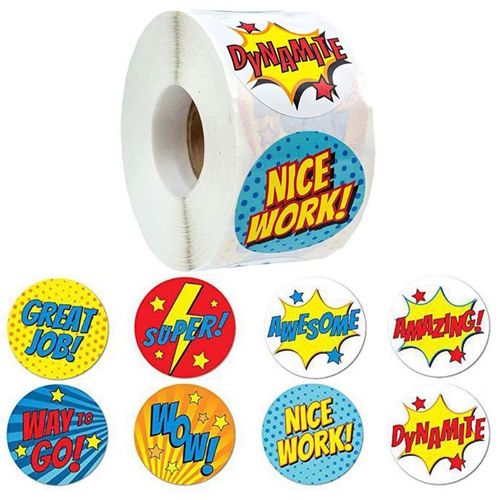Étiquettes Adhésives De Récompense, 8 Styles, 500 Pièces/Rouleau, Scellage, Wow Beau Travail, P9jd