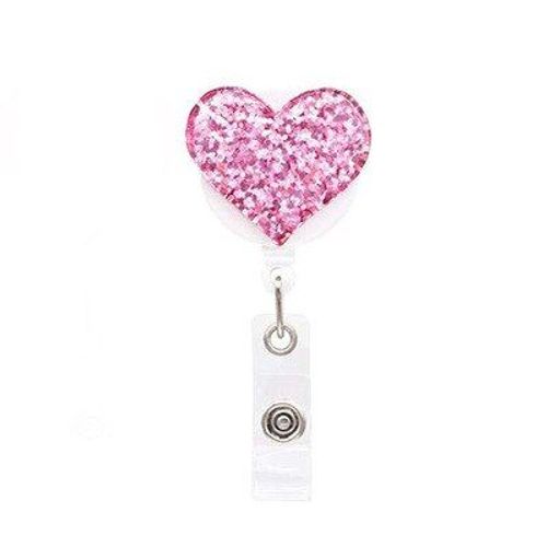 Porte-Badge Rétractable C¿Ur D'amour, 1 Pièce, Clips Pour Badge D'identité D'infirmière, Bobine Avec Pince Crocodile, Porte-Carte D'identité D'étudiant