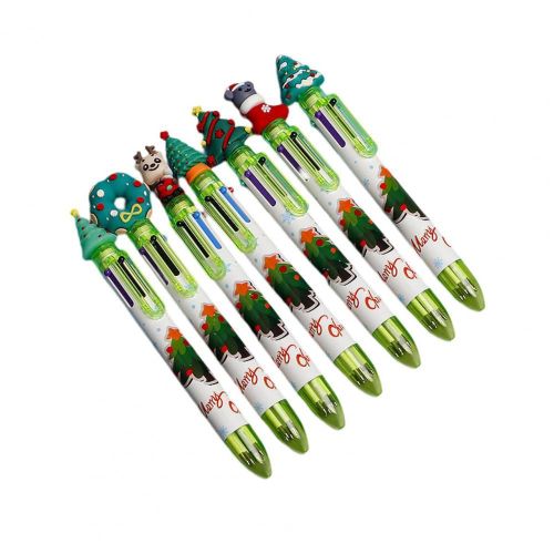Stylo À Bille Multi-Usages, Papeterie De Dessin Animé Père Noël Arbre De Noël Cerf Stylo Coloré Pour Enfants
