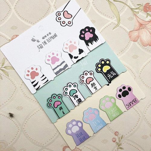 Lot De 4 Feutres Magnétiques Chat Patte Ours Animal Mignon, Marque-Pages Magnétiques, Marqueur De Page, Papeterie Fournitures Scolaires Et De Bureau