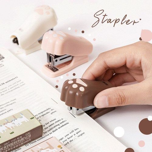 Mini Agrafeuse Kawaii Avec 1000 Pièces 12 # Agrafes, Papier Mignon Patte De Chat, Reliure, Outils De Reliure, Papeterie, Fournitures Scolaires