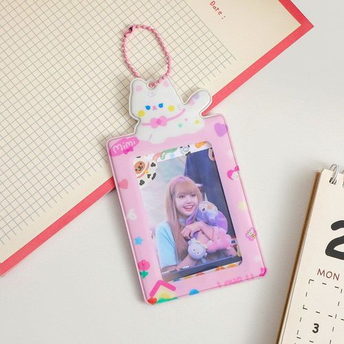 Porte-Cartes Photo Coréen Chat Mignon 3 Pouces, Protecteur De Photo Kawaii Star Idol Kpop, Porte-Clé À Manches Photo, Papeterie Scolaire