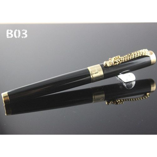 Stylo Roller De Luxe Vintage, Magnifique Ondulation Avec Pince De Dragon, Collection De Stylos À Encre De Sculpture En Métal Doré Noble, 1200