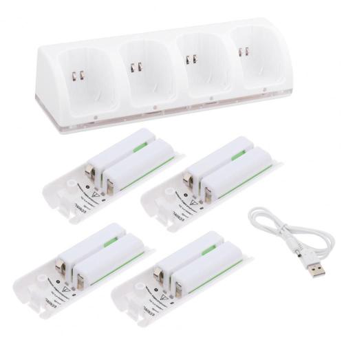 Poignée De Jeu Chargeur Avec Indicateur Lumineux Led, 4-En-1, Station De Charge Pour Manette Wii