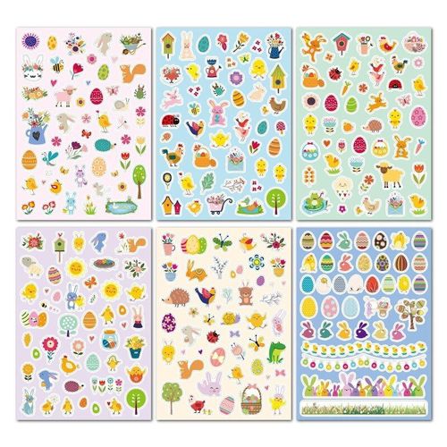 Autocollants Artisanaux De Pâques, Étiquette Adhésive, Dessin Animé, ¿Ufs De Pâques, Lapin, Poulet, Animal, Stickers Décoratifs, Pour Bricolage, Fourniture De Faveur De Fête 6x, Nouvelle Collection 20