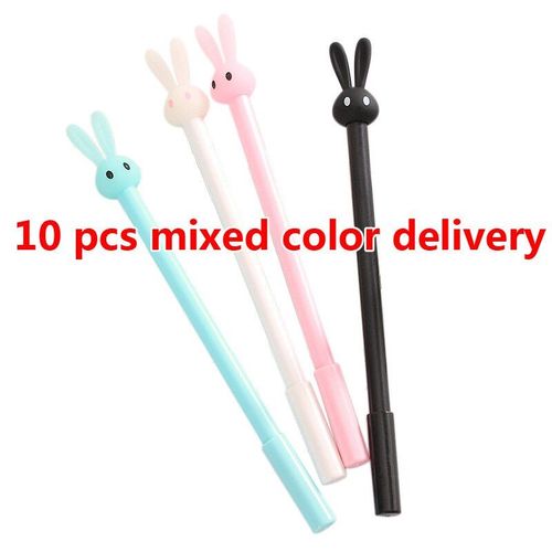 Stylos En Plastique Avec Animaux De Dessin Animé, 0.38mm, 10 Pièces, Stylo À Encre Noire Et Gel, Papeterie Scolaire Pour Enfants Et Étudiants, Fournitures De Bureau Pour Signature