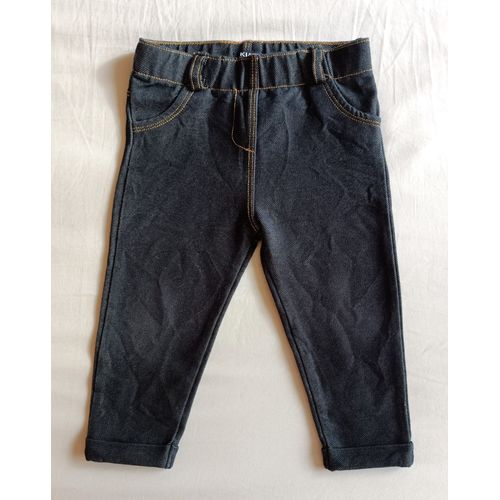 Pantalon Bleu Marine A Revers Imitation Jean. Kiabi. Taille 12 Mois. 73 - 76 Cm