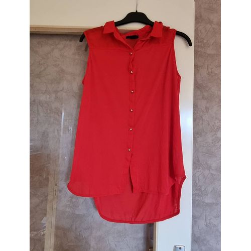 Chemisier H&m Rouge Sans Manche Taille 38