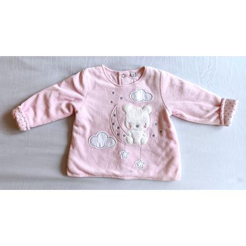 Sweat Rose Ours Lune Nuages Etoiles. Gilet. Polaire. 6 Mois