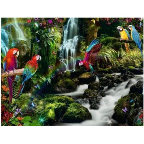 Puzzle Adulte : Les Perroquets Au Bord De La Rivière 2000 Pieces - Collection Paysage Et Animaux Exotiques