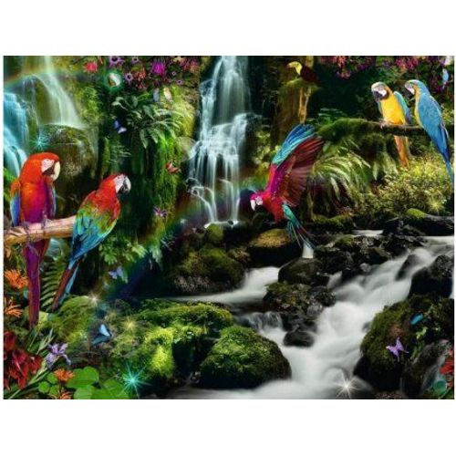 Puzzle Adulte : Les Perroquets Au Bord De La Rivi?Re 2000 Pieces - Collection Paysage Et Animaux Exotiques