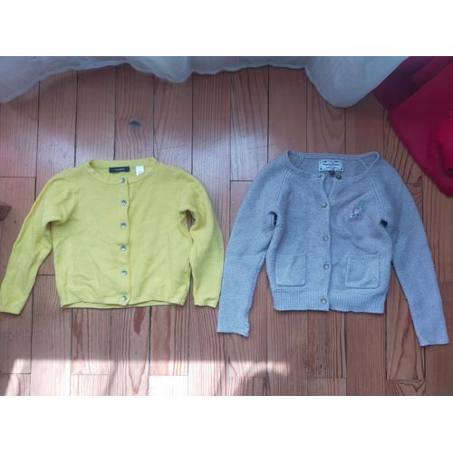 Lot De 2 Gilets Jaune & Beige À Fils Dorés 3 Ans-36 Mois