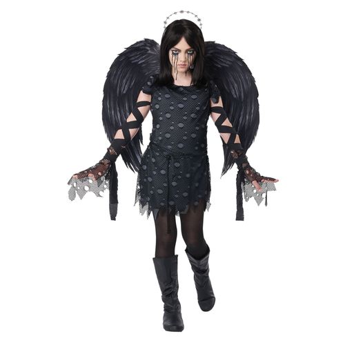 Déguisement Ange Gothique Noir Luxe Enfant - Taille: Xl 12 - 14 Ans (155 Cm)