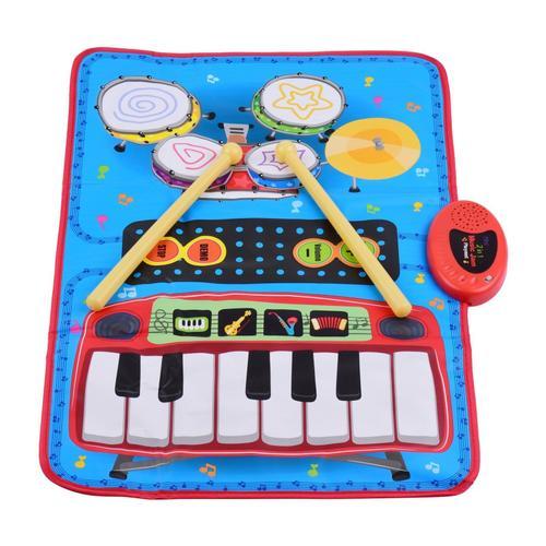 70 * 45cm Tapis De Musique Électronique Piano Et Kit De Batterie 2-En-1 Musique Jouer Jouets Éducatifs Pour Enfants Enfants