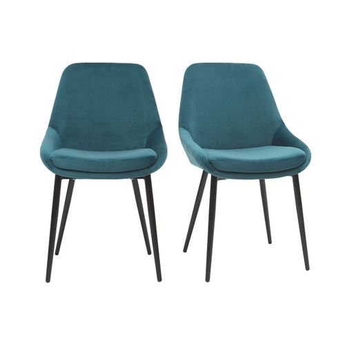 Chaises En Velours Bleu Pétrole (Lot De 2) Holo