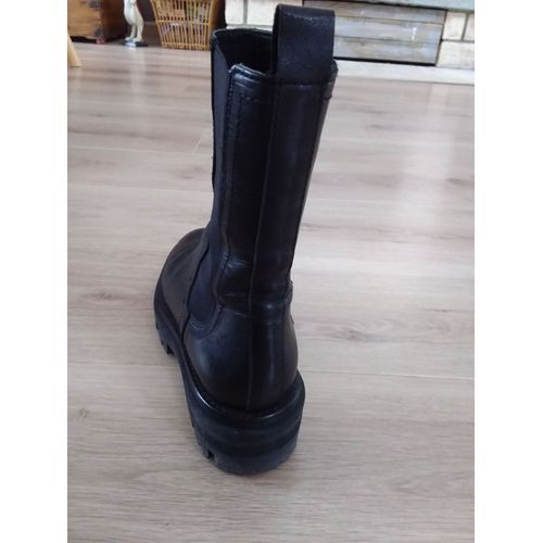 Bottines Plates Cuir Noir Alpes - 38