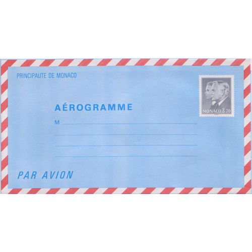 Aerogramme Principauté De Monaco Prince Albert Van Monaco, Rainier Iii De Monaco 3,70f. Papier Bleu Et Timbre Gris N° 507 Neuf**