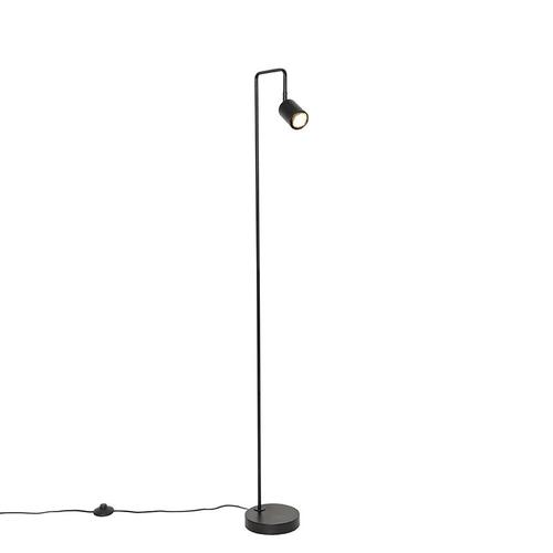 Qazqa Moderne Moderne Vloerlamp Zwart Verstelbaar - Java Acier Noir Oblongue / Lampe De Lecture / Luminaire / Lumiere / ÃClairage / Intã©Rieur / Salon Gu10 Max. 1 X 35 Watt