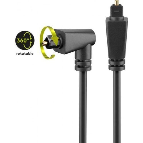 Cable Audio Optique Toslink Goobay Compatible Pivotant Coudé 2m (noir