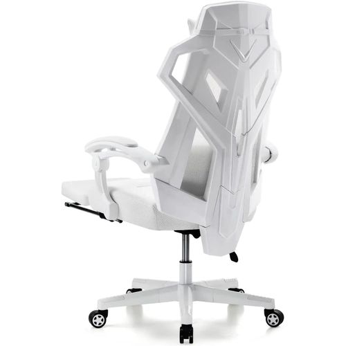 Gtplayer Chaise De Bureau Ergonomique Chaise Gaming Style Technologique Avec Accoudoir Synchronisé Hauteur Réglable Dossier Claire-Voie (Blanc)