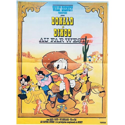 Donald Et Dingo Au Far-West (Donald Duck Goes West) - Véritable Affiche De Cinéma Pliée - Format 40x60 Cm - De Walt Disney, 12 Courts Métrages Disney - 1977