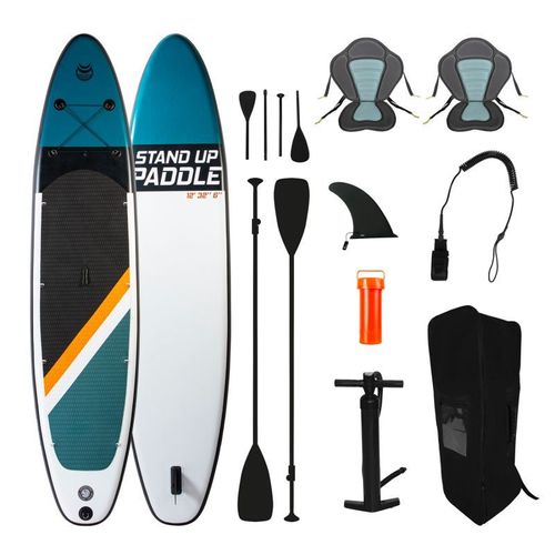 Paddle Gonflable Two 12' 32'' 6'' (366x81x15cm) Avec Pompe, 2 Pagaies, 2 Si?Ges De Kayak, Leash Et Sac De Transport