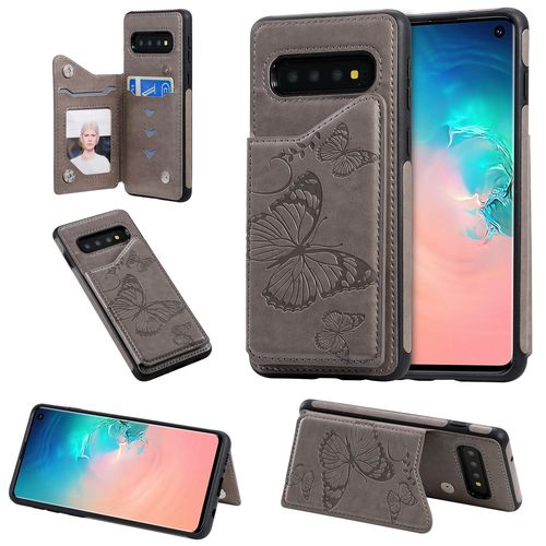 Coque Samsung Galaxy S10,Etui Pour Samsung Galaxy S10,Coque En Cuir Pour Samsung Galaxy S10,Convient A Etui La Samsung Galaxy S10,Gris