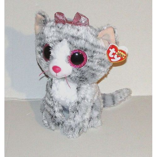 Peluche Chat Tigre Kiki Ty Beanie Boos - Doudou Chat Assis Kitty Yeux Brillant 23 Cm