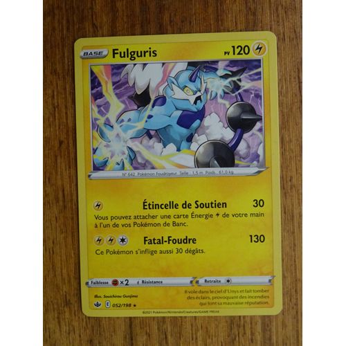 Carte Pokemon Fulguris 120 Pv 052/198 Promo - Épée Et Bouclier6 - Règne De Glace