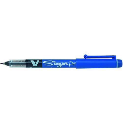 Pilot Lot De 3 Stylos Feutre V Sign Pen Pte Moyenne 0,6 Mm Bleu