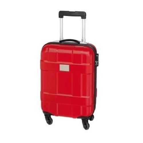 valise rouge rigide mini trolley voyage cabine bagage rangements 2 côté, 2 sangles de maintien
