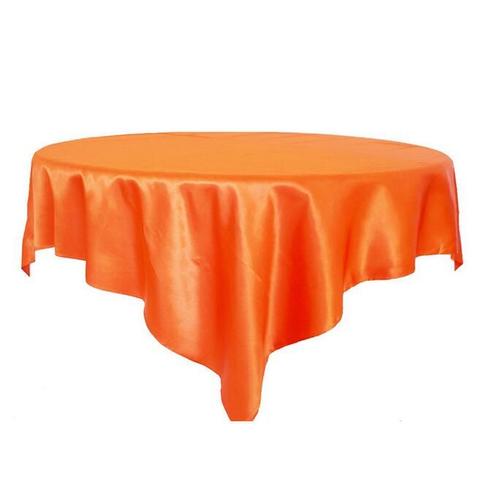 Couleur Corail Orangé Taille 57x57inch-145x145cm Nappe En Satin Lavable Pour Table Rondeure De Protection Pour La Cuisine À La Maison, Décorations De Mariage Et De Noël