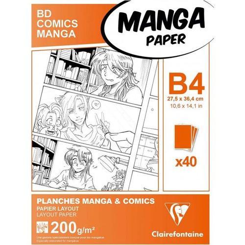 Bloc Dessin - B4 27,5 X 37,4 Cm - Bd Comics Manga - Papier Layout - Clairefontaine