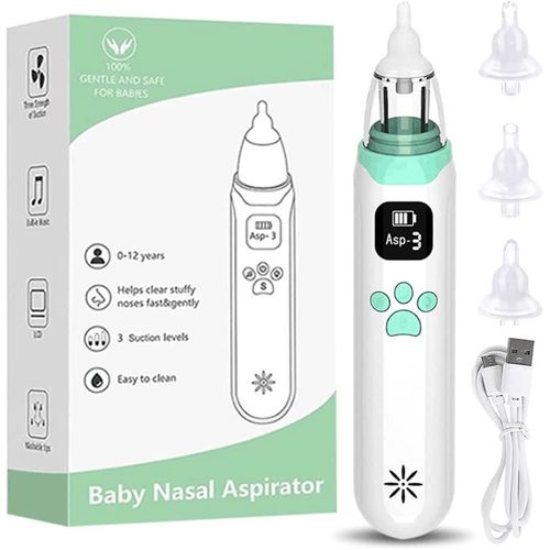 Mouche Bebe Electrique - Aspirateur Nasal Bebe - Aspirateur Enfant Avec 3 Embouts Réutilisables - Nettoyage Simplifié